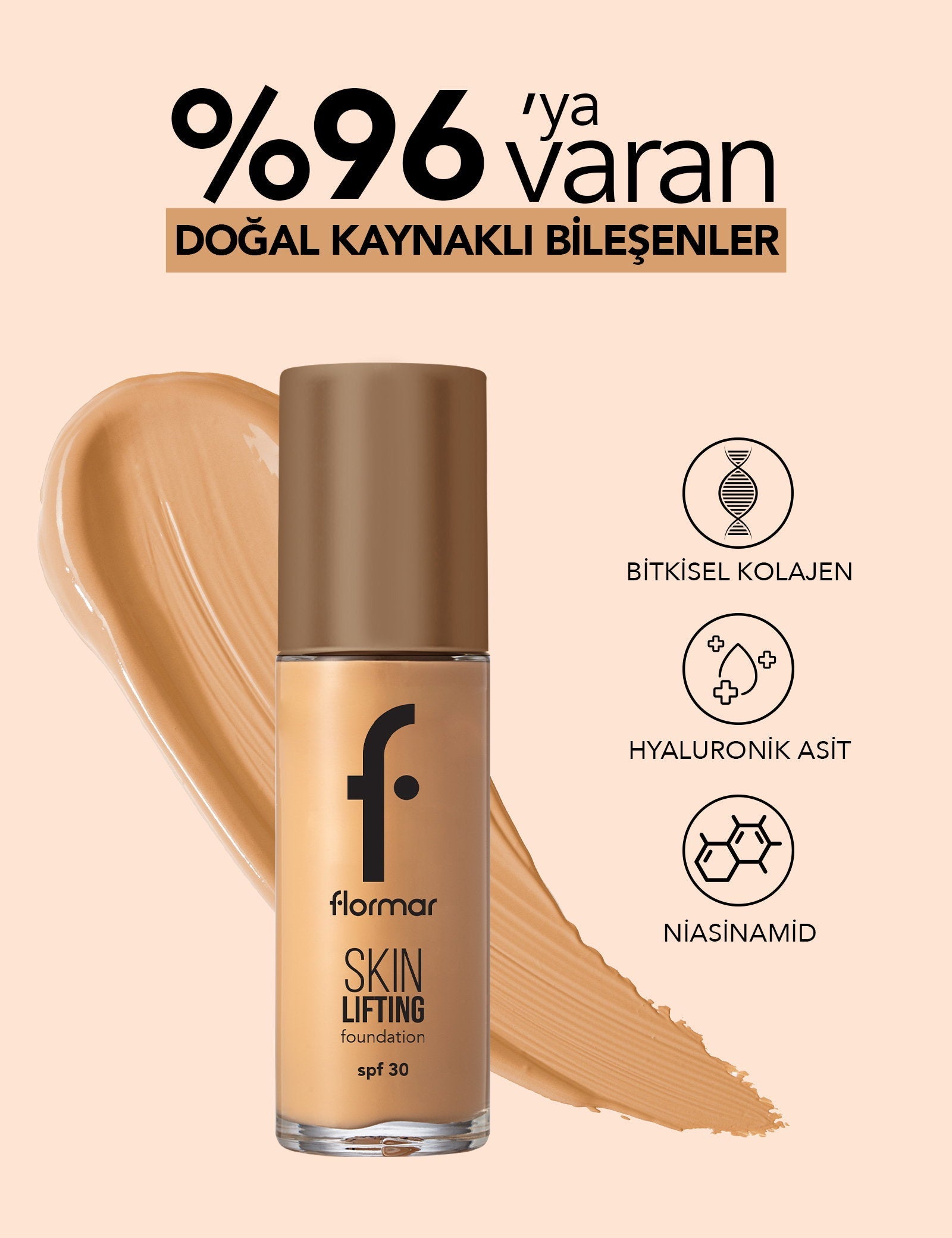 Flormar Skin Lifting SPF 30 Foundation Firming Creamy Texture 30ml
