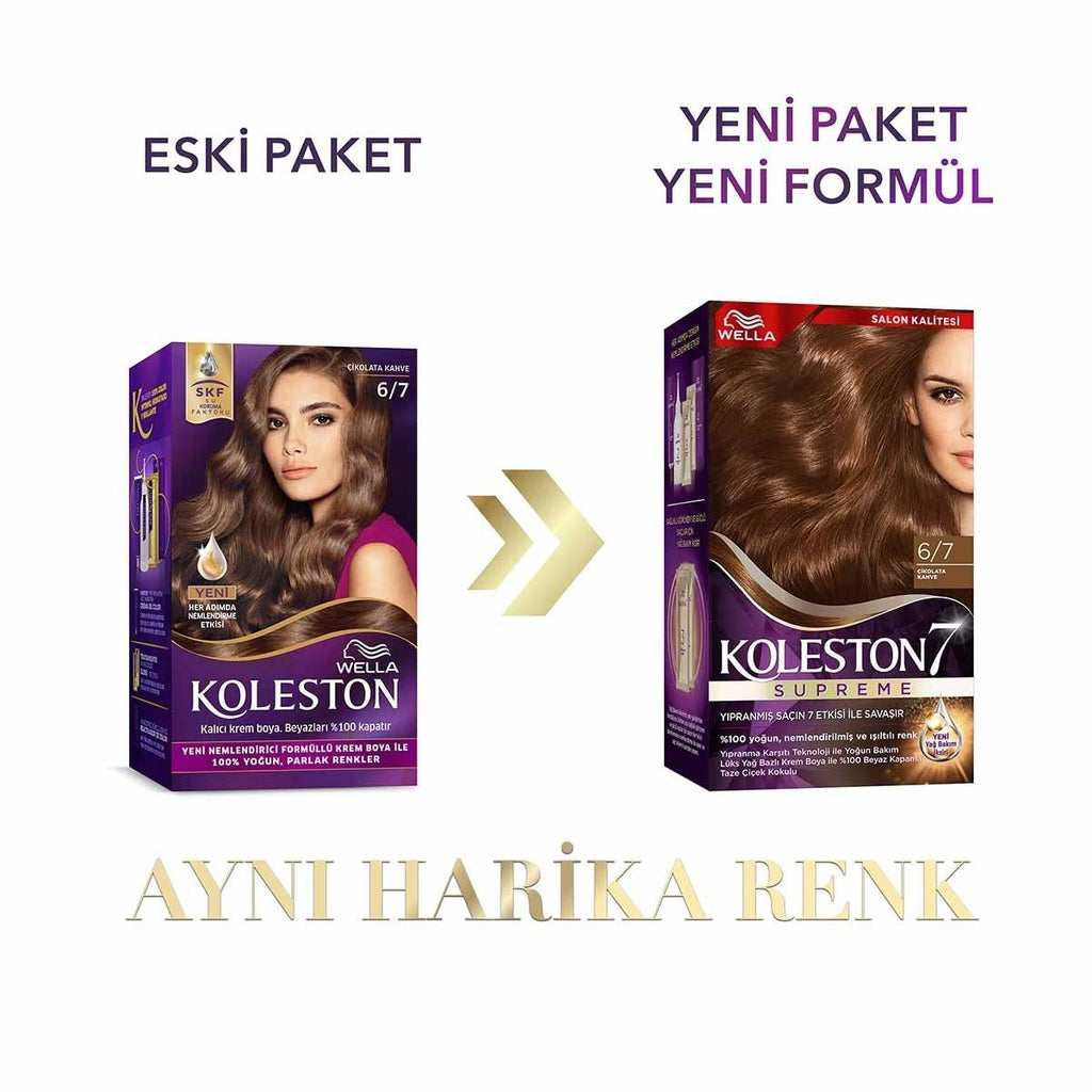 Wella Koleston Supreme Chocolate Brown Hair Dye 6/7 - Intense Color, Gray Coverage & Oil Treatment for Moisturized Hair