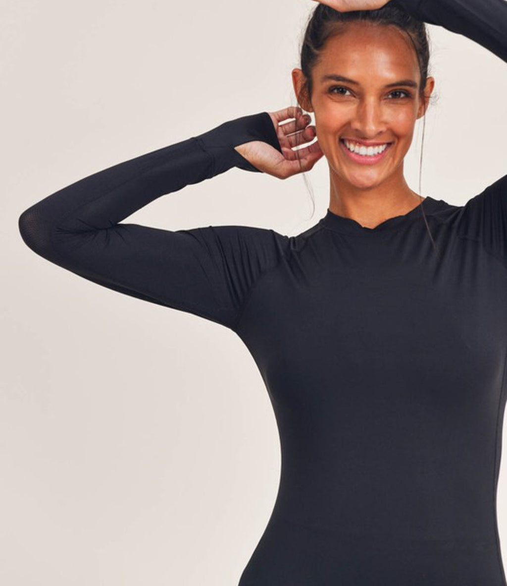 Cool Touch Raglan w/ Mesh Sleeve - Black