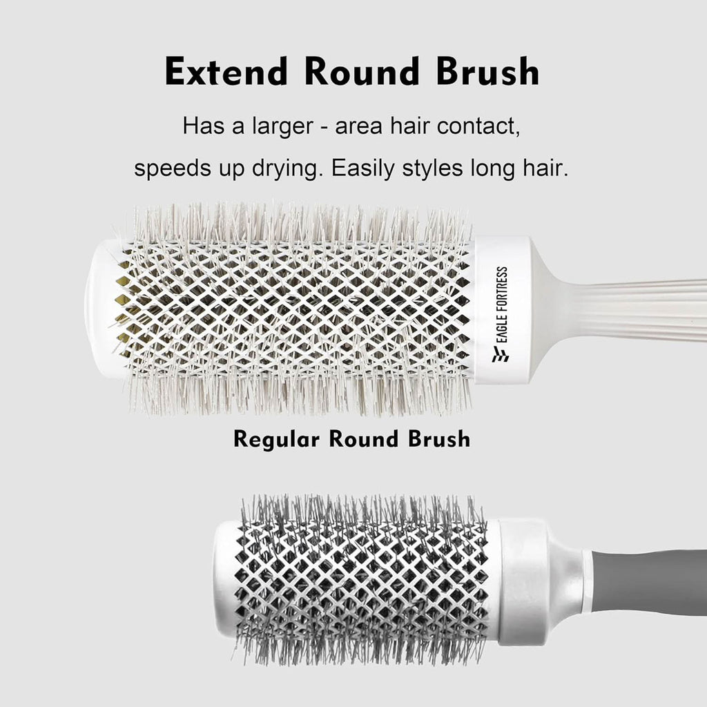 Eagle Fortress XL Ceramic + Ionic Round Hair Brush 1.26 in, Grey