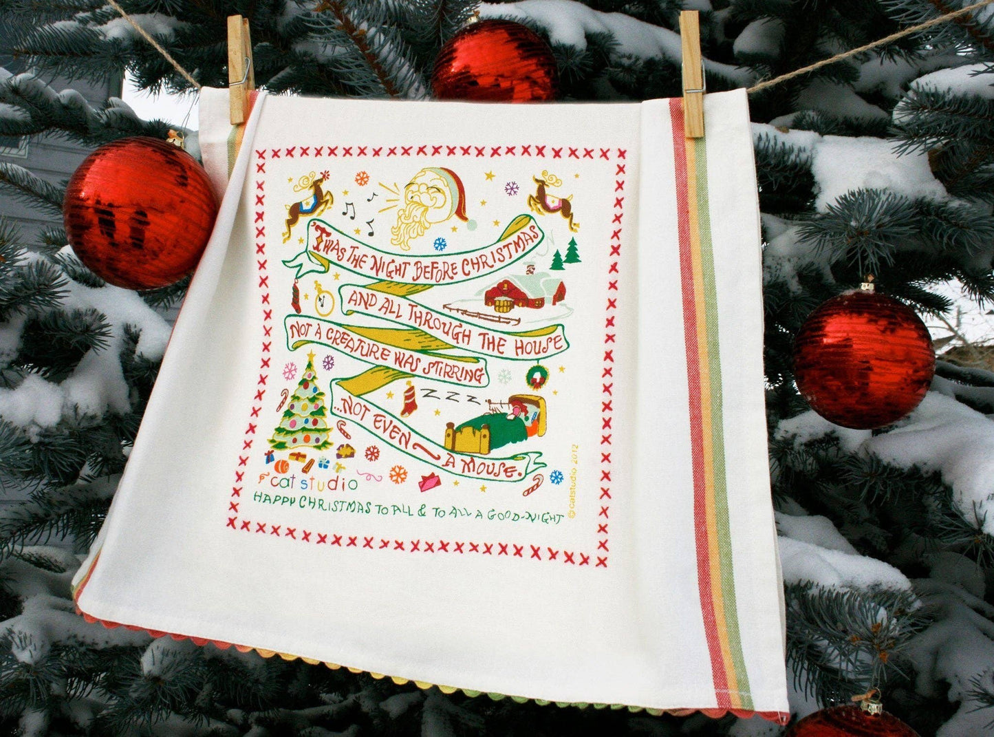 catstudio - Night Before Christmas Dish Towel