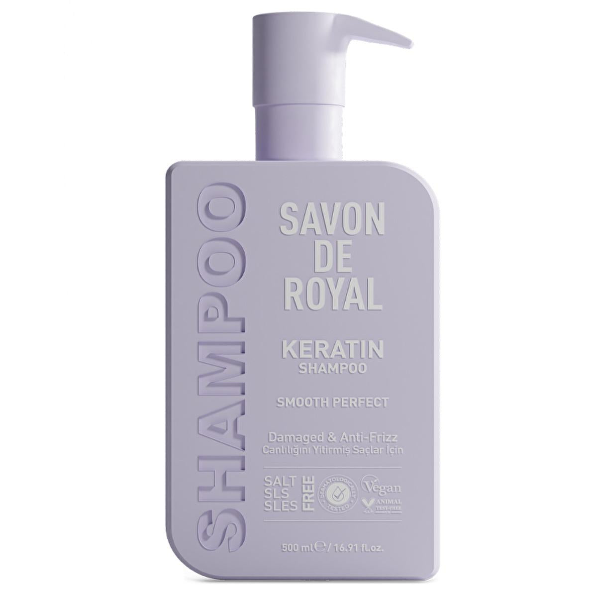 Savon De Royal Miracle Keratin Shampoo - Repair & Smooth Damaged Hair, Frizz Control, Silky Softness - 500ml