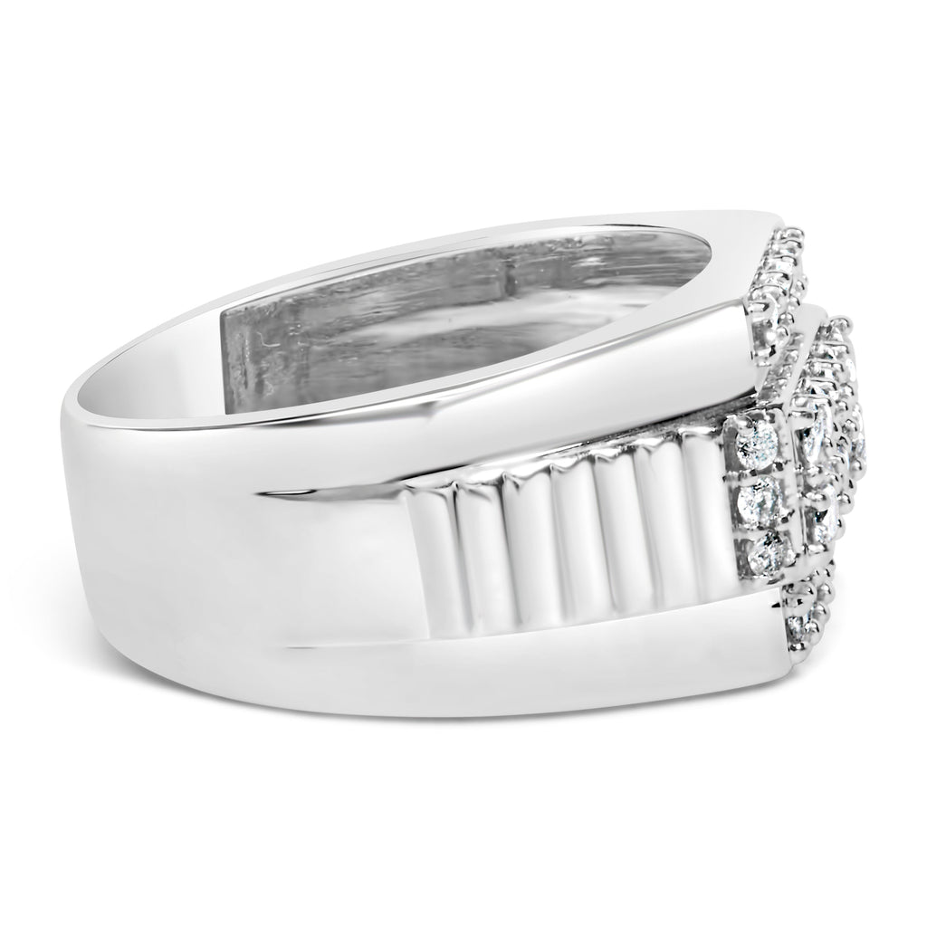 Men's .925 Sterling Silver 1.00 Cttw Diamond Multi Row Band Ring -Size 10