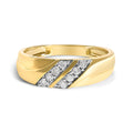 Men's 14K Yellow Gold Plated Sterling Silver 1/4 Cttw Diamond Two Row Channel Band Ring