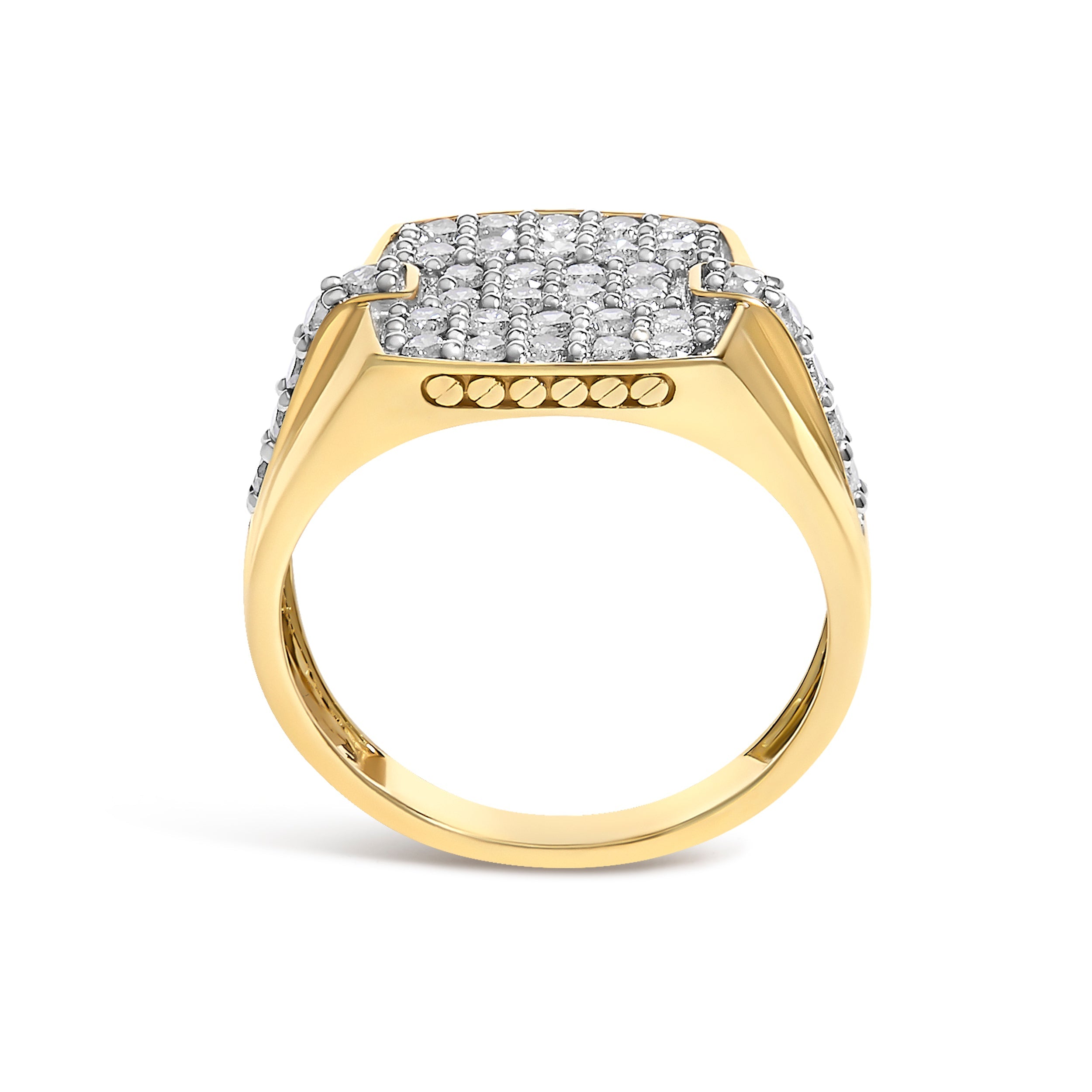 Men's 14K Yellow Gold Plated Sterling Silver 1.0 Cttw Diamond Geometric Band Ring