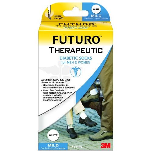 Futuro Therapeutic Diabetic Socks – Mild Support – White – Small (Unisex Men's & Women's)