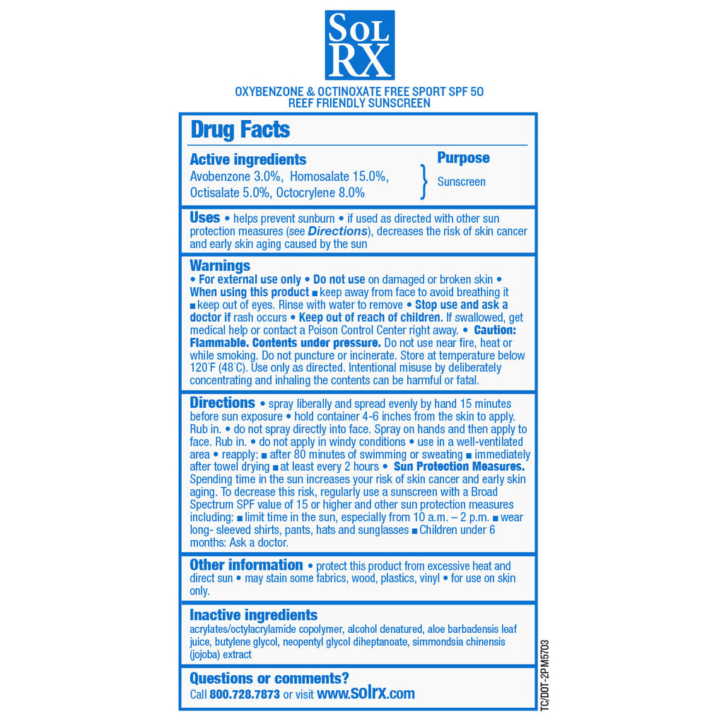 SPORT SPF 50 Sunscreen Spray | SolRX Sunscreen