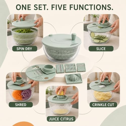 5-Blade Salad Spinner, Mandoline Vegetable Slicer and Juicer