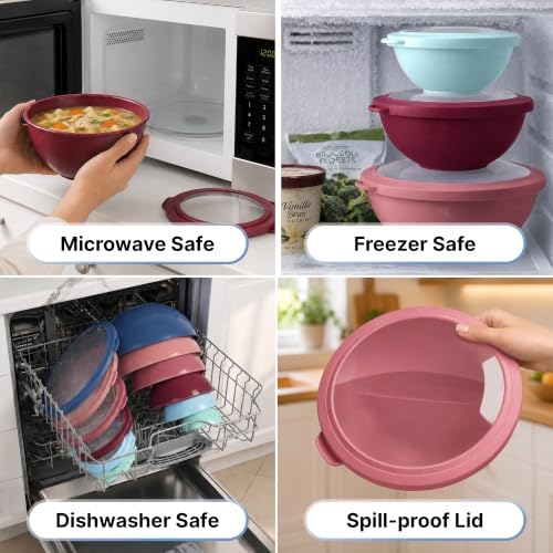 Zulay Kitchen 12 Piece Plastic Mixing Bowls
