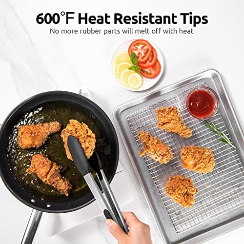 U-Taste Kitchen Tong for Cooking, 600ºF Heat-Resistant Silicone, 12in/Black