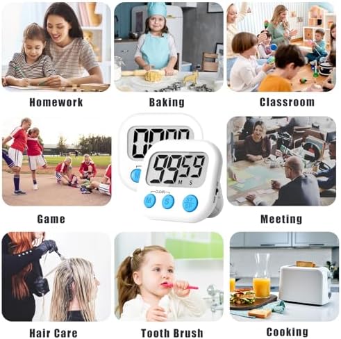 ZILLEEN Classroom Timer for Kids Teachers 6 Pack Digital Timers White