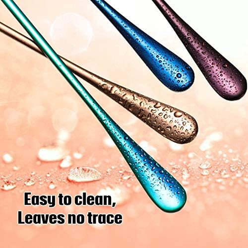 8 Pcs Long Handle Tea Spoon, Stainless Steel Mixing Spoon, Round Style