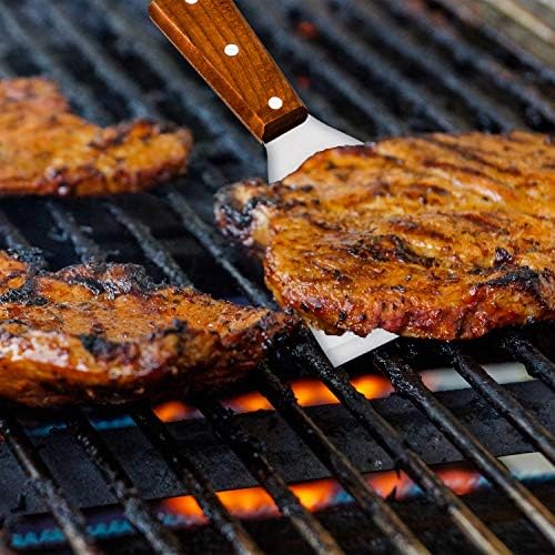 Super Z Outlet Stainless Steel Blade Grill Slant Edge Scraper Wooden Handle