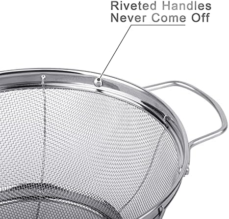 5 Pack 18/8 Stainless Steel Colander Sieves, Rinse or Steam