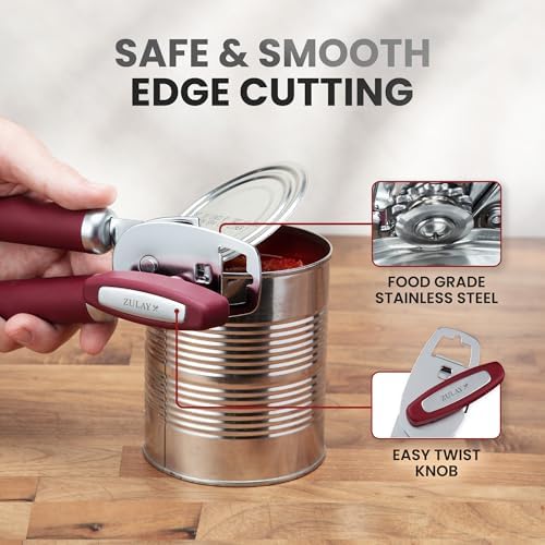 Zulay Kitchen Manual Can Opener Heavy Duty Patented Stainless Steel