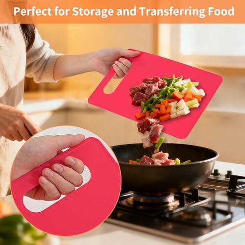 Luckyiren Plastic Cutting Board Set, 6-Piece Kitchen Cutting Mats