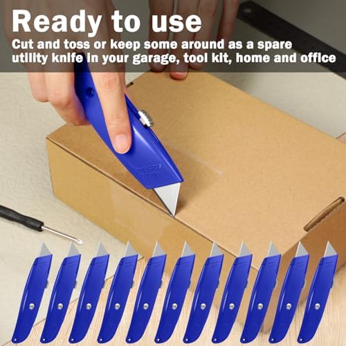 Lasnten 12 Pcs Box Cutter Utility Knife Retractable Bulk