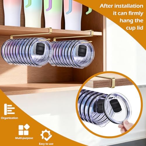 Tumbler Lid Organizer, Under Cabinet Cup Lid Holder