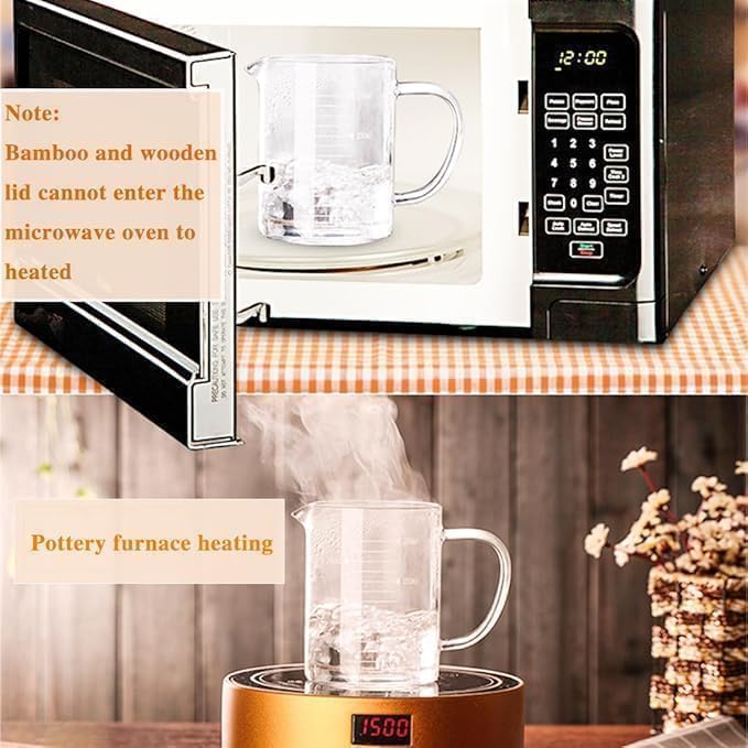 Glass Pitcher with Lid, 17OZ/500ML Glass Pitchers with Handle and Lid