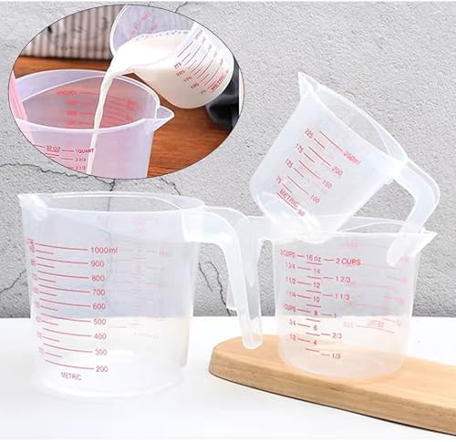 Unbreakable Plastic Measuring Cups 6 Piece Food-Grade Measuring Jugs,