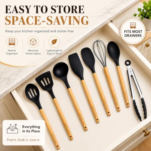 Silicone 10 Pcs Kitchen Cooking Utensils Set, Recycled Materials Certification