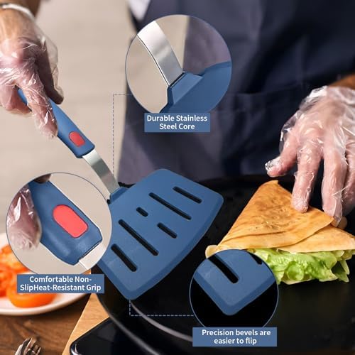 Silicone Spatula Turner, High Heat Resistant Rubber Baking Spatula, Non-Stick