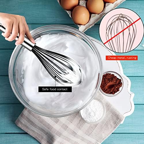 TEEVEA Silicone Whisk Set, Stainless Steel Handle, Heat Resistant Nonstick