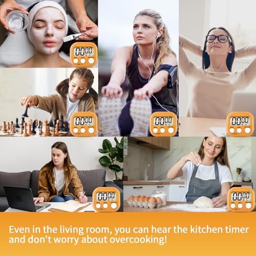 4 Pack Orange Digital Kitchen Timer Magnetic Digital Timer