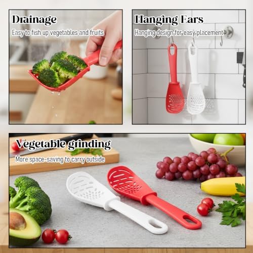 2 Pcs 6-in-1 Multifunctional Kitchen Cooking Spoon Heat Resistant