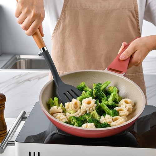 12-piece Silicone Kitchen Utensils Sturdy Thickened Wooden Handle Cooking