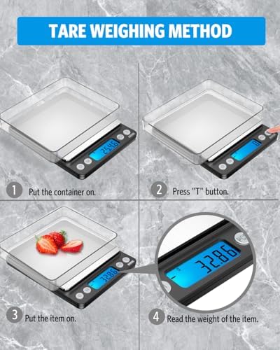 AMIR Digital Kitchen Scale, 500g/0.01g Mini Pocket Jewelry Scale, Cooking Food