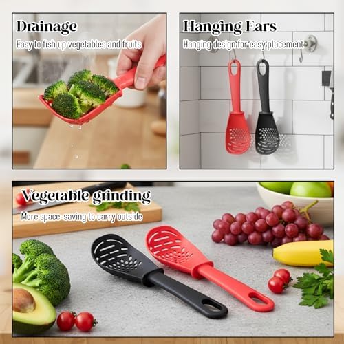 2 Pcs 6-in-1 Multifunctional Kitchen Cooking Spoon Heat Resistant Kitchen