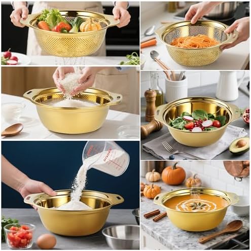 Gulex Colander Stainless Steel 4-quart