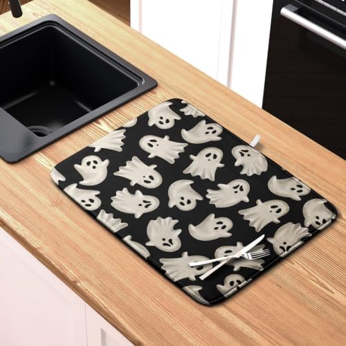 Cute Ghost Halloween Dish Drying Mat