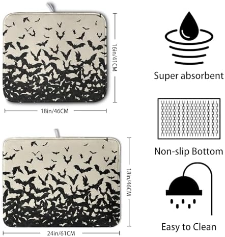 Halloween Bats Halloween Dish Drying Mat