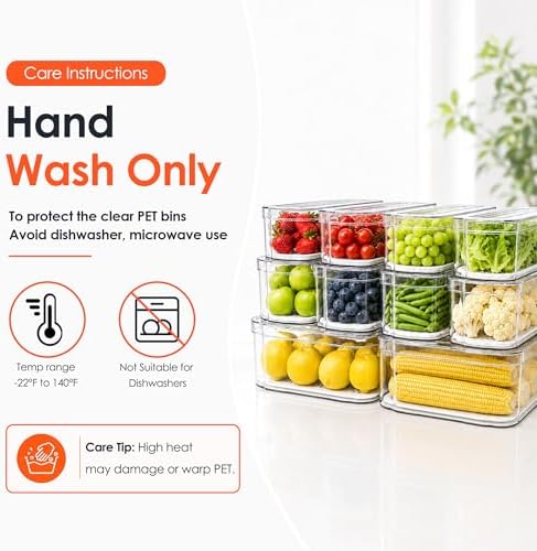 SMRCAD 10 Pack Clear Fridge Organizer Bins