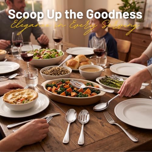 VIVANI 4-Piece Serving Spoons Set, 8.5-Inch Serving Spoon and Slotted Spoon