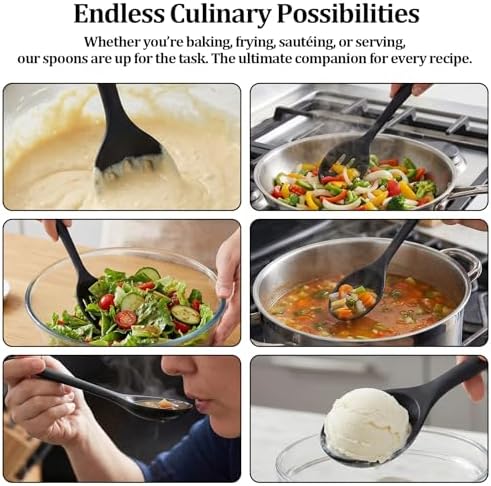 4 Pack Silicone Cooking Spoons, Silicone Spoons