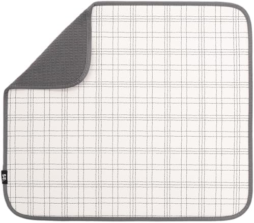 S&T INC. Dish Drying Mat, Stitched Plaid