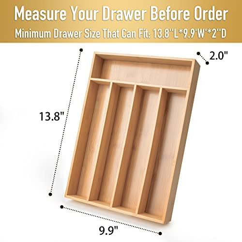Besilord Silverware Organizer Kitchen Drawer Organizer Utensil Organizer Bamboo