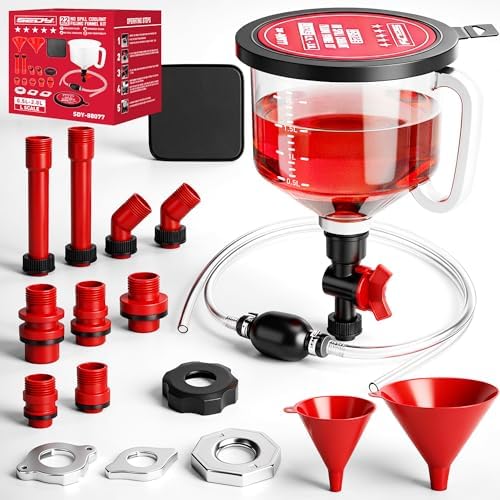 22-Piece No-Spill Coolant Filling Funnel Kit and Siphon Hose Pump, Radiator