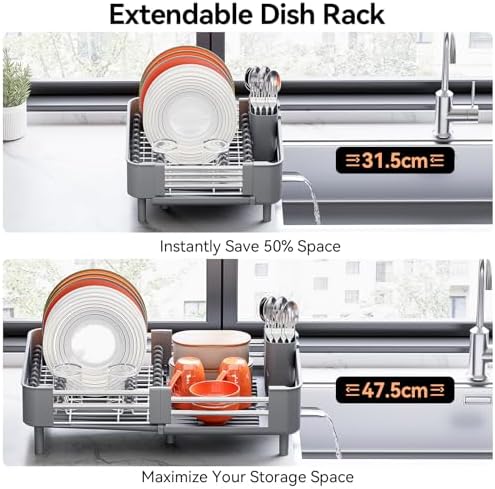 Urackify Extendable Stainless Dish Drying Rack