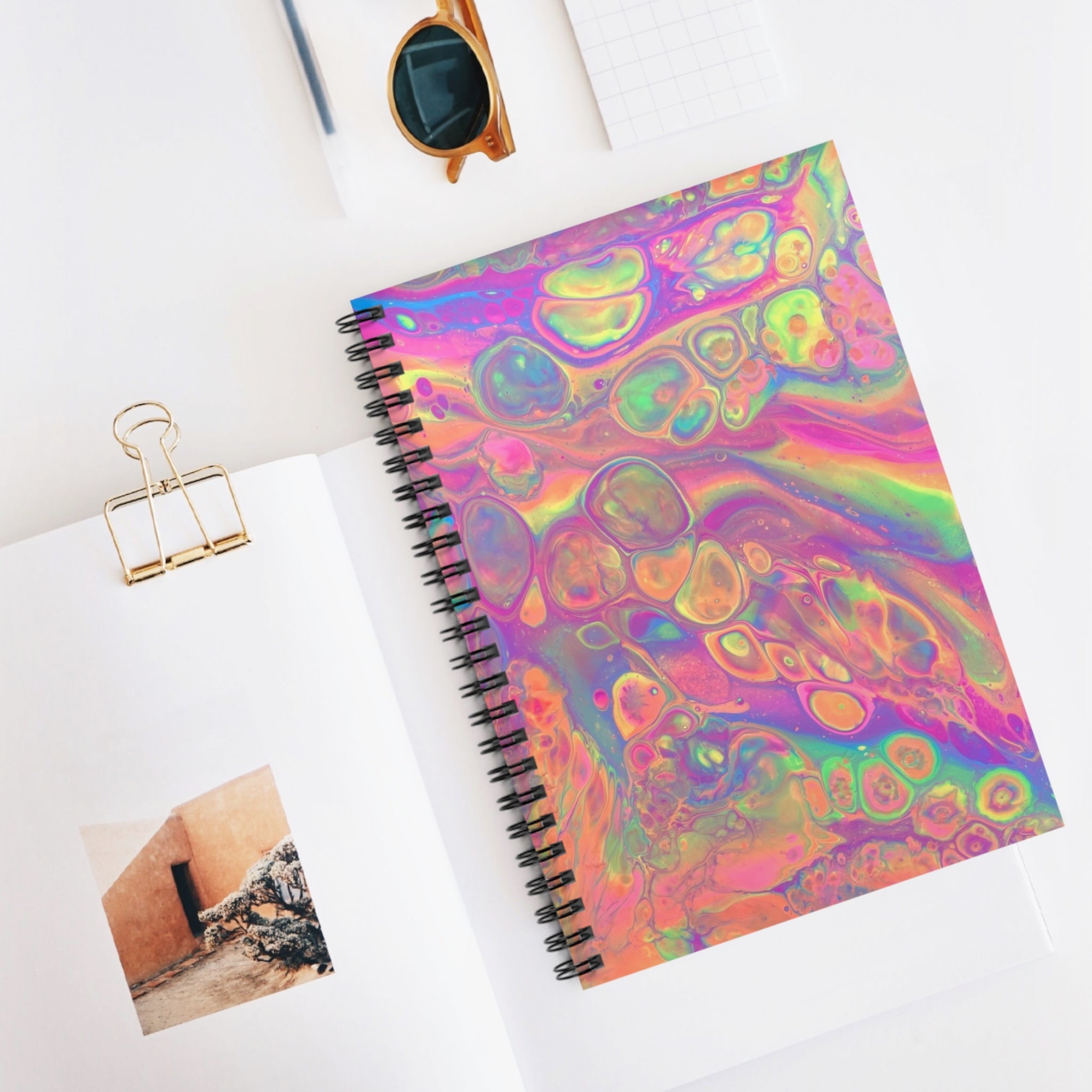 Bespattered Facade Rainbow Sherbet Spiral Notebook - Lined Pages