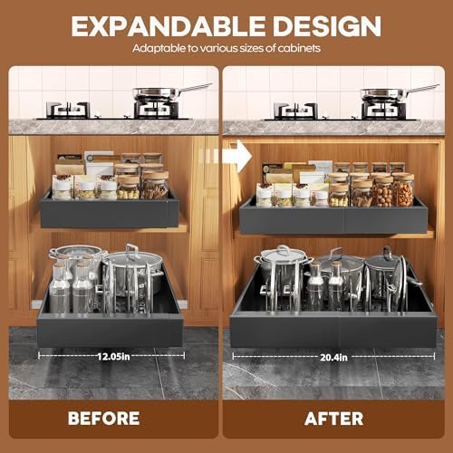 Seinloes 6Pack Expandable Pull Out Cabinet Organizer 21"Deep