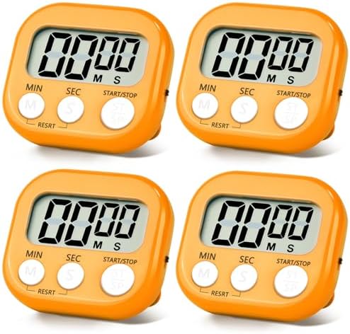 4 Pack Orange Digital Kitchen Timer Magnetic Digital Timer