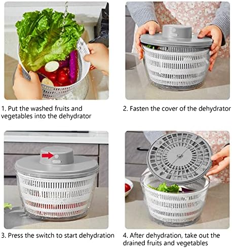 USB Electric Salad Spinner, 4L Large Capacity Lettuce Vegetable Washer Dryer