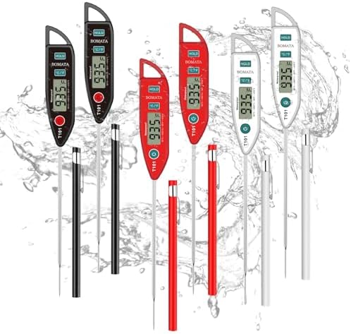 BOMATA 6 Pack Waterproof IPX7 Meat Thermometer, Food Thermometer
