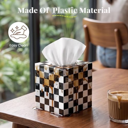 Tissue Box Cover, Classic Checkerboard Pattern