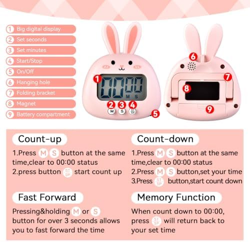 Cute Digital Desk Timer, Cute Digital Kitchen Timer Digital Magnetic Digital