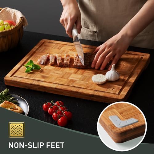 2 Pack Wooden Cutting Boards for Kitchen Bamboo Chopping Boards Non Toxic